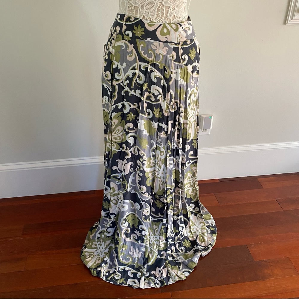 FREE PEOPLE Gray & Green Maxi Skirt NWT $128 Sz 8 - Picture 4 of 10